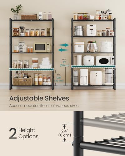 SONGMICS 5-Tier Storage Shelves, Adjustable Metal Wire Shelving Unit