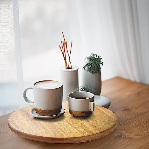 Acacia Wood Lazy Susan Wood Turntable Tray Cabinet Organizer, 10"