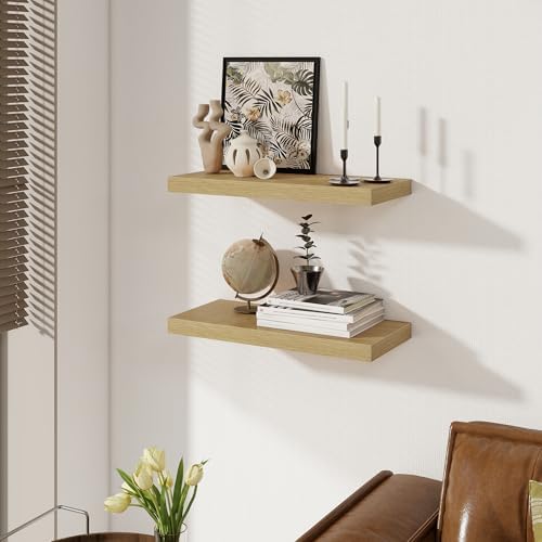 Floating Shelves for Wall, 22.5"W x 8"D Wall Shelf, Rustic Wood Floating Shelf 22.5 Inch Long, Bathroom Shelves Set of 2