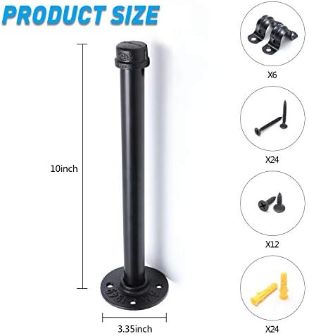 3/4" Industrial Black Iron Pipe Shelf Brackets, Rustic Wall Mounted DIY Shelving Brackets Hanging Custom Pipe Brackets f