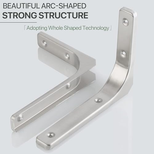 SAYAYO Wall Shelf Bracket 8 x 6 Inch, Stainless Steel Heavy Duty L Bracket