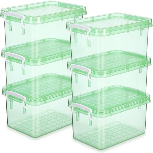 Wenqik 6 Pack Colorful Plastic Storage Bins with Lids, Green