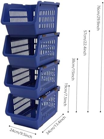 4 Pcs Stackable Storage Baskets, Compact Rolling Storage Baskets Set, Small Stackable Organizer Bins for Kitchen Bedroom