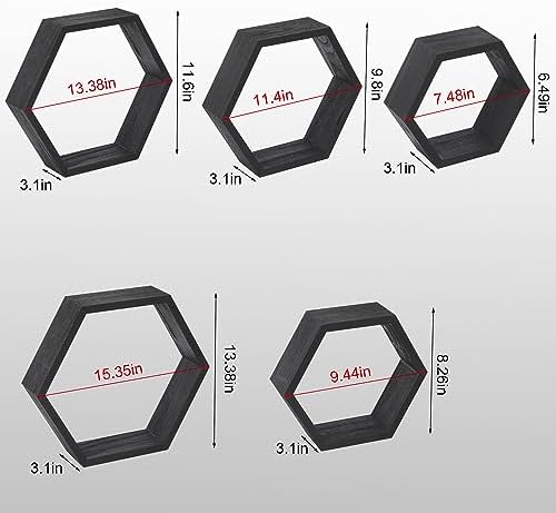 WONFUlity Hexagon Floating Shelves, Hexagonal Shelf Wall Mounted Storage