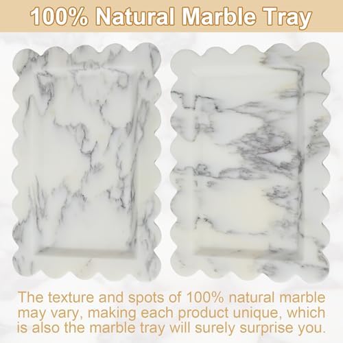 100% Marble Vanity Tray for Bathroom Counter, Kitchen, Coffee 11.8"