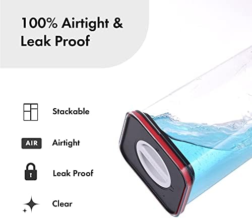 Neoflam Smart Seal Patent Airtight Kitchen Pantry Canister/Organizer Clear Plastic Container with Simple Twist Lids, Leak Proof, Dishwasher Safe, BPA Free, Cereal, Flour, Dry Food Storage 4 Piece Set
