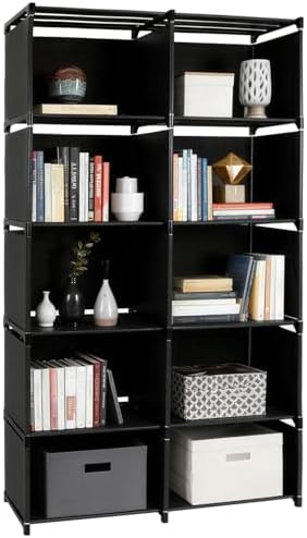 6 Tier Book Shelf, 10-Cube Storage Shelves, Tool-Free Assembly Kids Bookshelf, Bookcase Cube Storage Organizer for Kids 