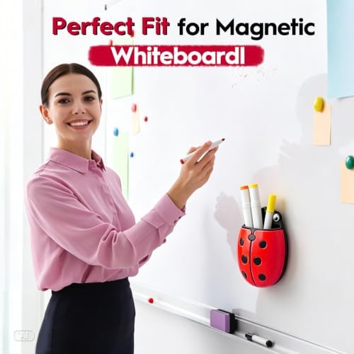 KITANIS Cute Magnetic Pen Holder,2 Pack Magnetic Dry Erase Marker Holder,Magnet Storage Marker Pen Pencil Organizer for Refrigerator,Whiteboard,Locker Accessories
