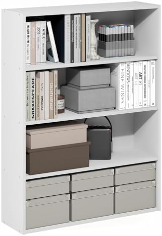Furinno PASIR Book Shelf, 4-Tier Bookshelf with Open Storage Shelf, Standing Bookcase, 9.3 x 31.3 x 41.8, Easy Assembly,