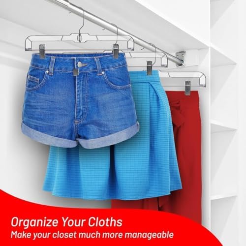 DEILSY™ Pants Hangers with Clips 25 Pack Skirt Hangers Clear Plastic
