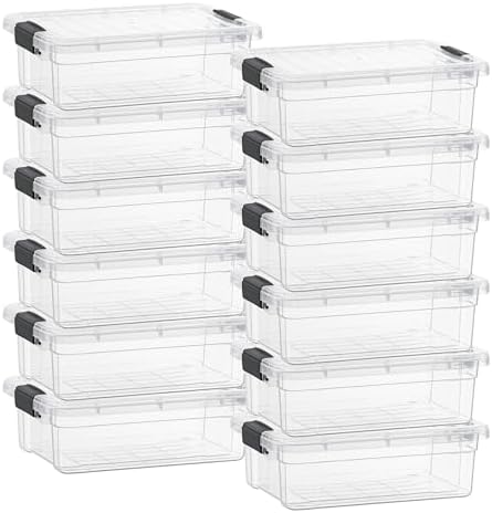 Superio Clear Storage Boxes with Lids, Plastic Container Bins for Organizing, Stackable Crates, BPA Free, Non Toxic, Odo