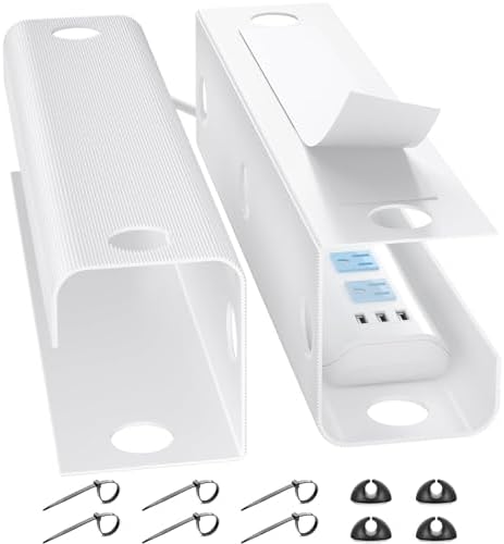 YECAYE Large Under Desk Cable Management,Easy Install Cable Management Under Desk with 4 Cord Holders & 6 Ties,Child & P