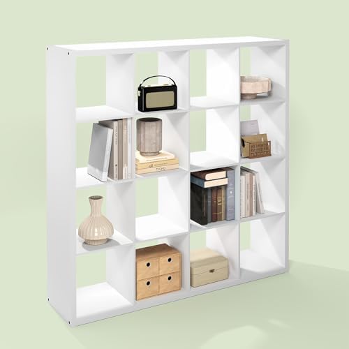Bayan 16 Cube Storage Organizer, Bookshelf, Storage Shelf, with Open Back for Living Room, Bedroom, Home Office, White