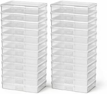 novelinks 24 Pack 4"x6" Photo Storage Boxes and Picture Organizer (Clear)
