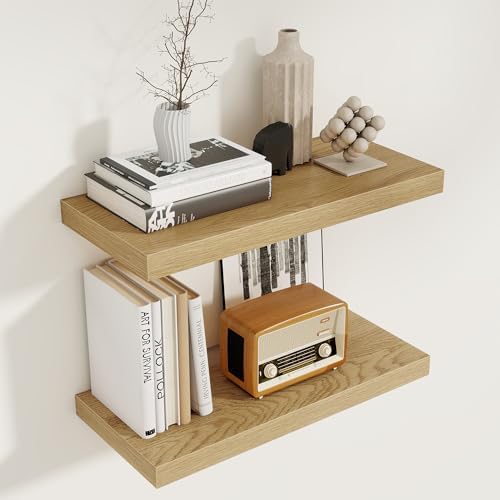 Floating Shelves for Wall, 22.5"W x 8"D Wall Shelf, Rustic Wood Floating Shelf 22.5 Inch Long, Bathroom Shelves Set of 2