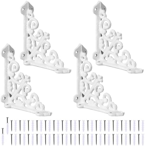 Blulu 4 Pack Decorative Shelf Brackets, Vintage Cast Iron Brackets