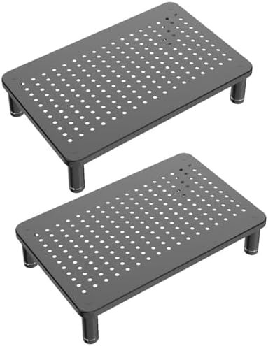 Husky Mounts 2-Pack Monitor Riser Laptop Stand, Adjustable Legs, Stackable, 14.5 x 9.25 x 3.125 Inches Max Height, Matte