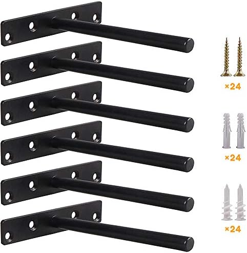 Heavy Duty Floating Shelf Bracket (Set of 6) – Solid Steel Blind Shelf Supports - Hidden Brackets for Floating Wood Shel
