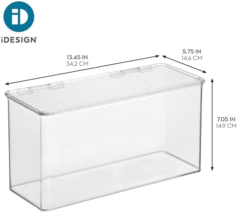 iDesign Plastic Stackable Hinged-Lid Storage Box, Set of 4, Clear