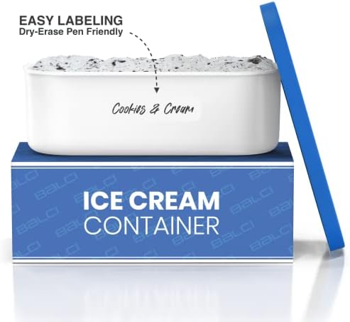 BALCI Ice Cream Container - 2 Quart Freezer Tub (Blue)