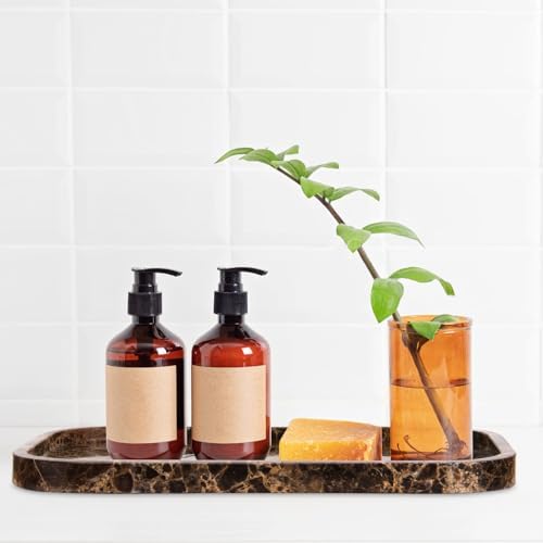 Marble Bathroom Vanity Decorative Tray, Dark Brown, 12 * 8 * 0.8