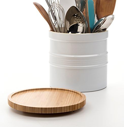 RSVP International Tool Crock Turntable Lazy Susan, Bamboo, 8.25" | Handy in Cabinets or on Counters | Rotating Base wit