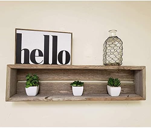 Rockin' Wood Reclaimed Wood Shadow Box Decorative Floating Shelf with Wood Backing for Home, Office, Bedroom, and More, 