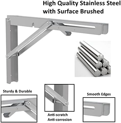 MySit 16" Folding Shelf Brackets 4 PCS, Max Load 550lb