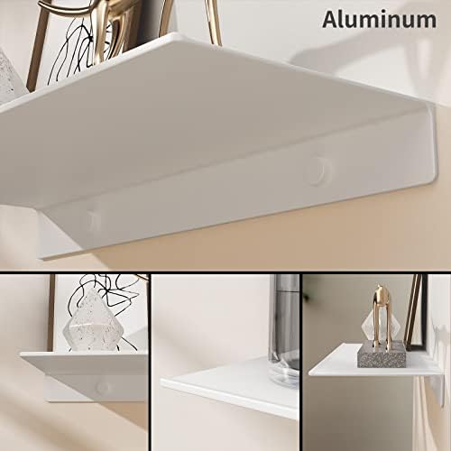 Danpoo 8 inch White Small Floating Shelves for Wall Organizer & Storage, Mini Display Shelves, Metal Wall Shelves for Ba
