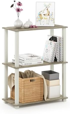 Furinno TURN-S-TUBE Storage Shelves, 3-Tier Book Shelf, Corner Shelf, Toolless Open Shelves, for Organization and Storag