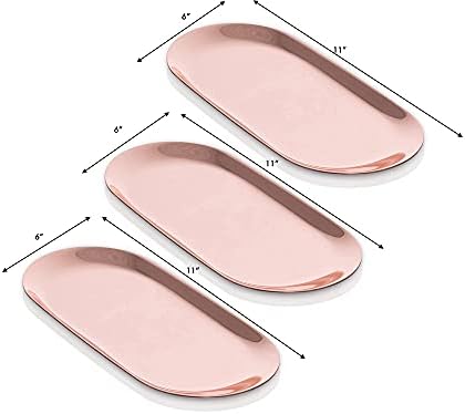 Rose Gold Stainless Steel Tray Set of 3, 11 Inch Large Vanity