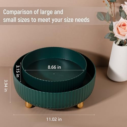 360 Rotating Makeup Perfume Organizer Skincare Tray, Large Teal Green