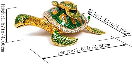 QIFU Hand Painted Sea Turtle Tortoise Decorative Hinged Enamel Trinket Box Unique Gift for Family