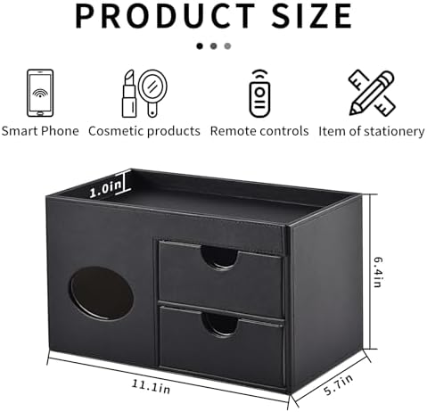 Square Tissue Box Cover with Drawers,Tissue Box Holder with Storage Tray,​ Makeup Organizer and Desk Organizer,Tissue Ho