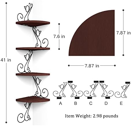 Alsonerbay 4-Tier Cat Shaped Corner Floating Shelf Wall Mount, Walnut