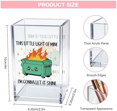 This Little Light Of Mine I'm Gonna To Let It Shine Work Pen Holder Cup, Emotional Dumpster Makeup Brush Holder, Mental Health Gifts for Colleague Boss Teacher, End Of Year Gift for Women