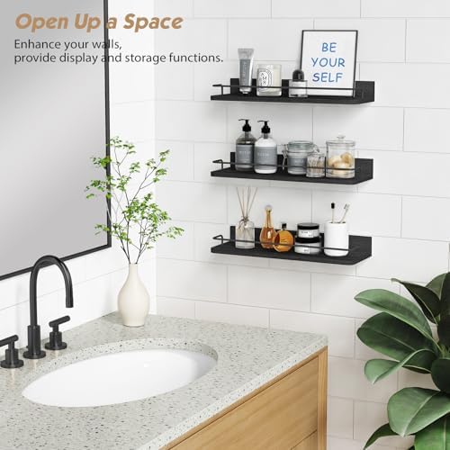 Black Floating Shelves for Wall, Bahtroom Wall Shelves Over Toilet