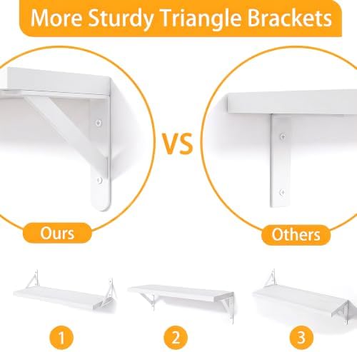 YGEOMER 4 Different Sizes Floating Shelves for Wall Home Decor, White