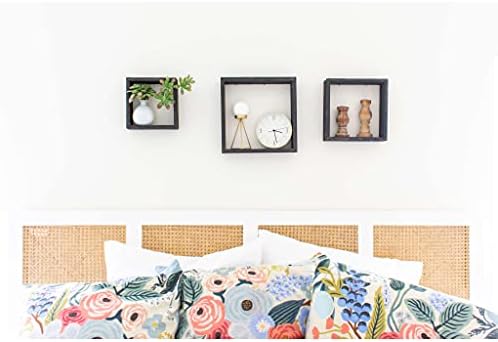 BARNWOODUSA Black Rustic Shelves, Square Floating Wood Shadowbox, Home Deco