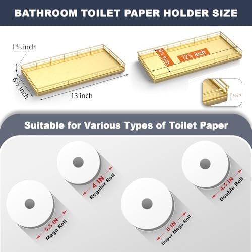 Oak Bathroom Toilet Tank Tray, 13" Wood Toilet Paper Storage Basket Back of Toilet Basket Organizer, Vanity Tray for Per