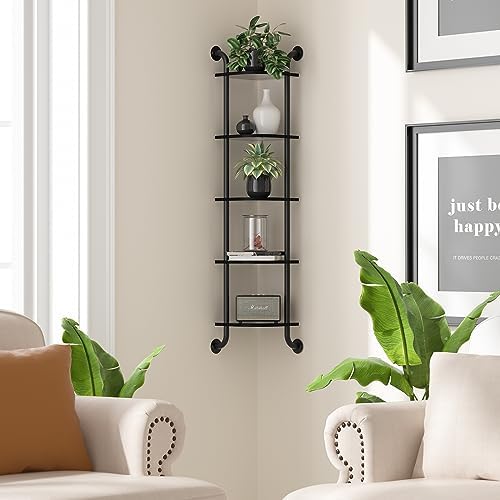 Tinpin 5 Tier Corner Shelf Wall Mount Rustic Industrial Floating Shelves