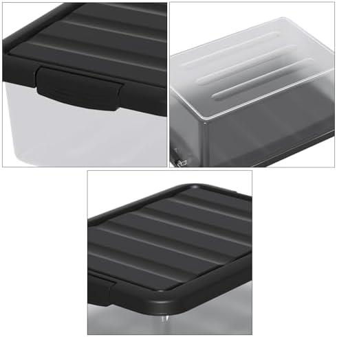 14 L Clear Storage Box with Black Lid, Medium-14 Quart, 2 Packs