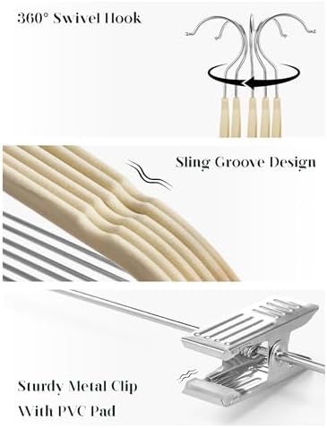 Cozymood Velvet Skirt Hangers - Pack of 24 - Velvet Hangers with Clips