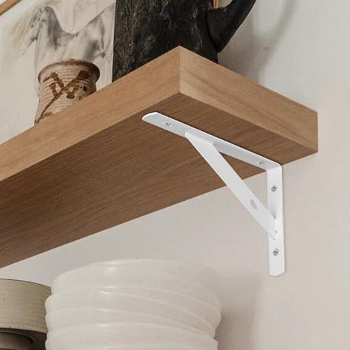 8Pcs White L Floating Shelf Brackets, Wall Mount 11.81x7.48in