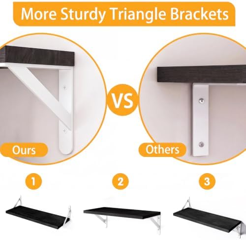 YGEOMER 4 Different Sizes Floating Shelves for Wall Decor, Black and White