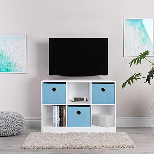 ZenStyle Storage Shelf Organizer, Wooden Bookshelf System Display Cube Shelves Compartments, Customizable W/ 5 Removable