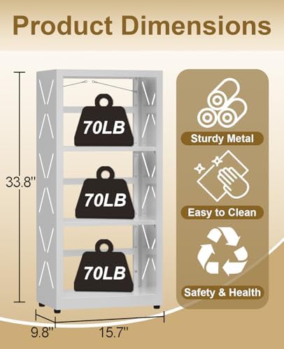 3-Tier Metal Bookshelf, Small Bookcase with Adjustable Shelves