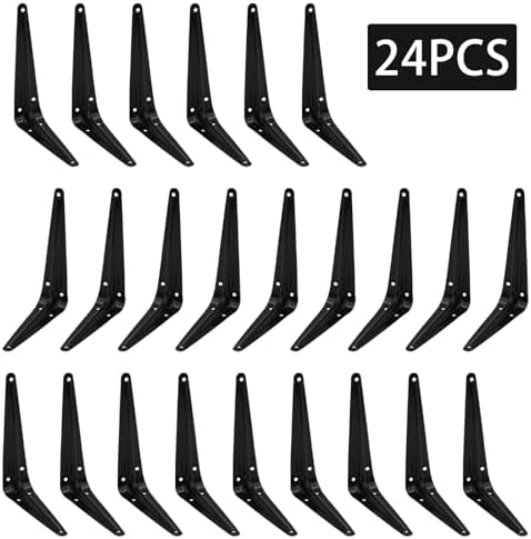 24Pcs 6 x 5 Inch Black Shelf Brackets, L Brackets