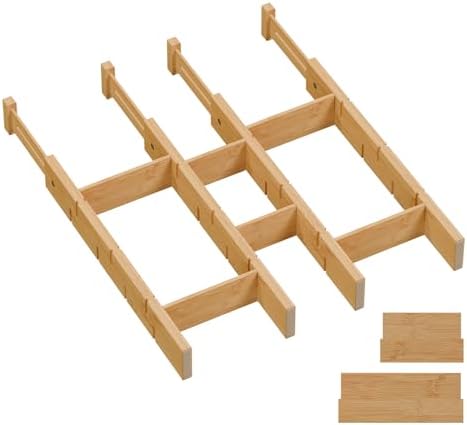 Bamboo Drawer Dividers, Expandable Kitchen Drawer Organizer