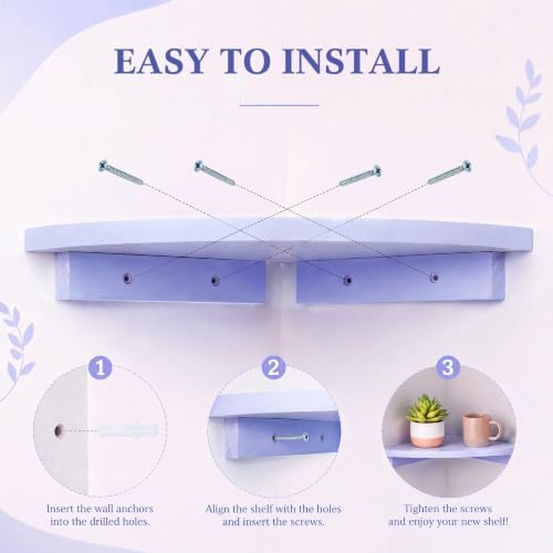 RattanView Corner Floating Shelves Set of 4 Macaron Corner Shelf Wall Mount